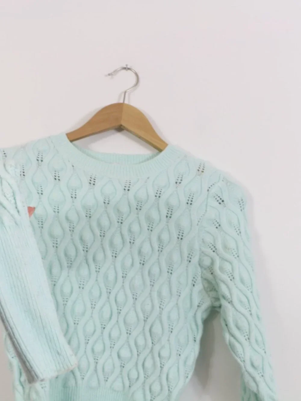 *Zara Blue Cable Knit Crew Neck Sweater - Picture 3 of 5